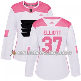 Adidas Maillot de Hockey Philadelphia Flyers Brian Elliott 37 2017-2018 Blanc Rose Fashion Authentic - Femme